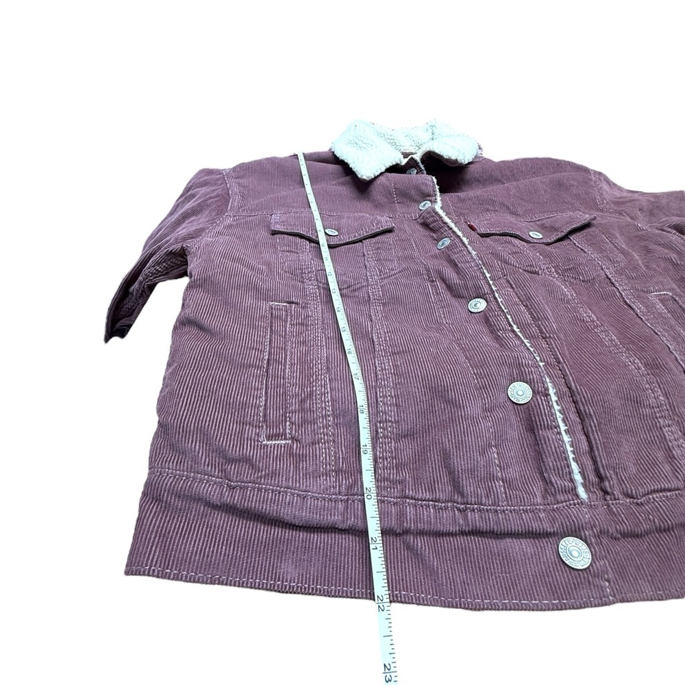 LEVIS 90s TRUCKER JACKET WOMENS SIZE XS FADED RED CORDUROY SHERPA - Picture 8 of 12